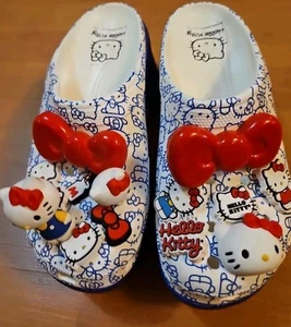 Crocs Hello Kitty 50th Siren Clog W 8 M 6 Blue White High Heel Jibbitz Charms - Picture 1 of 9