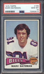 Topps Football Marv Bateman #169 1975 PSA 10 billetes de búfalo gema como nuevo Pop 3 - Imagen 1 de 2