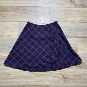Brooks Brothers Red Fleece Womens Plaid Wool Ruffle Front Skirt Size 2 Blue Red - Picture 1 of 13