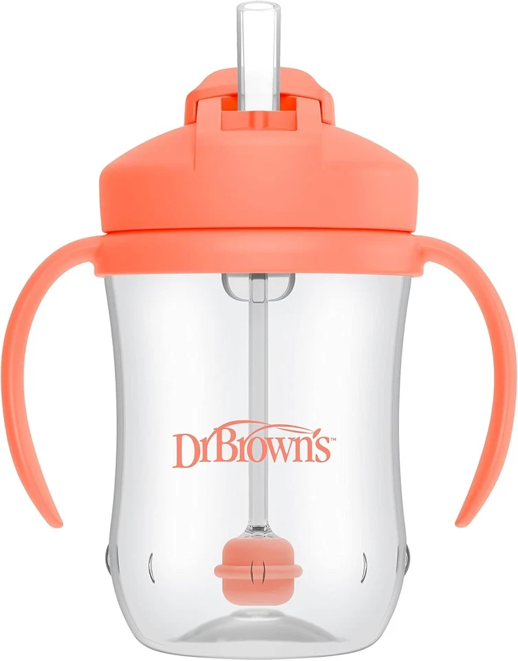 Dr. Brown's Milestones Bebé Primera Taza de Paja Taza para sorber 9oz Coral Libre de BPA Foto 1 de 4