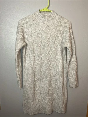 Loft Sweater Dress XSmall Gray Cable Knit Crew Neck Long Sleeve - Image 1 of 4