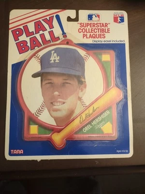 Orel Hershiser ¡Juega a la pelota! Placa coleccionable superestrella de los Dodgers de Los Ángeles Foto 1 de 4