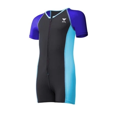 TYR Boys Girls Solid Thermal Swim Suit Zip up Blue Grey Size 3T New - Image 1 of 4