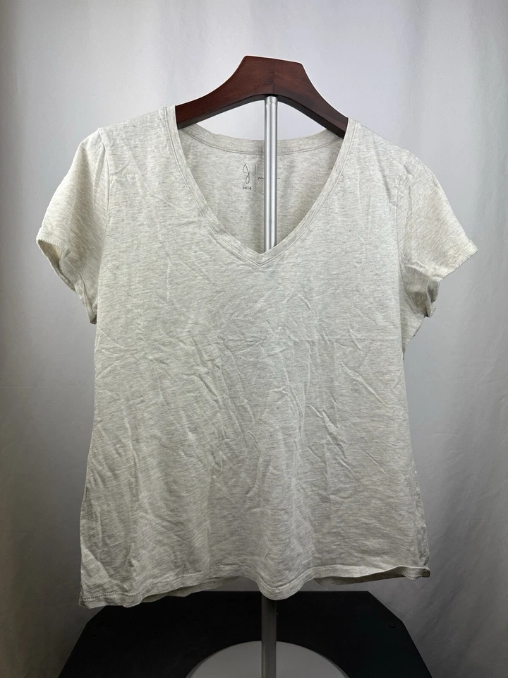 Joie Women’s Heather Light Gray Shirt Sleeve V-neck Tee Size L 100% Pima Cotton  - Image 1 of 3