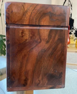 1960er Studio Modernist Vase Übertopf Holz & Glas MCM schwer Palisander Danish 9" - Bild 1 von 8