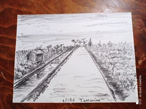 disegno fatto a mano hand made drawing TERRACINA LATINA D'Aprile 1954 - Foto 1 di 1