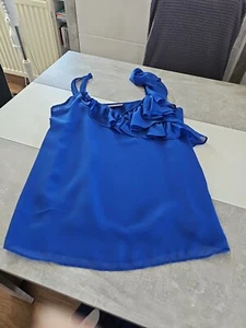 Damen Trägershirt/Top C&A Gr. 38 Royal blau mit Rüschen - Bild 1 von 3