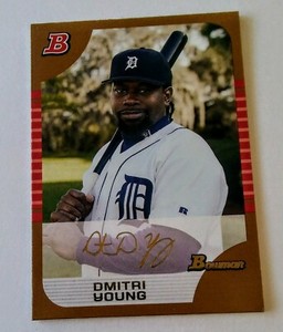 2005 BOWMAN GOLD PARALLEL INSERT CARD #4 DMITRI YOUNG TIGERS