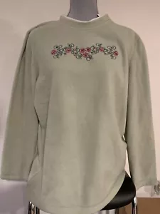 MADISON TAYLOR women’s Floral embroidered polyester Fleece Pullover Top Size L - Picture 1 of 4