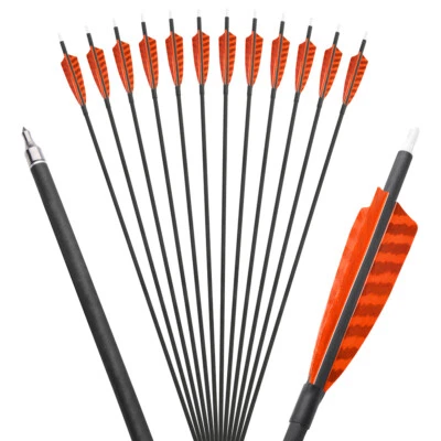 30'' ID6.2mm Archery Carbon Arrows SP500 4" Turkey Feathers Bow Hunting Target - Image 1 of 4