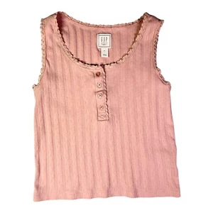 Gap × DÔEN Kids Size XL (12) Pointelle Tank Top Pink 100% Cotton - Picture 1 of 7