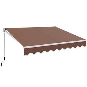 10' x 8.2' Retractable Awning Sunshade Shelter Manual Crank Handle Coffee - Picture 1 of 9