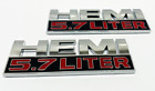 2pc Hemi 5.7 LITER Emblem Side Fender Badges 3D Decal for RAM 1500 Chrome Red Jeep Commander