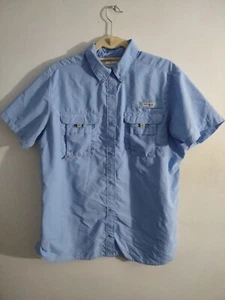 Columbia PFG Shirt Damen Größe XL Kurzarm belüftet blau Tactel Nylon - Bild 1 von 3