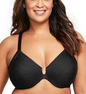 NEW Glamorise 1247 Front Close Back Smoothing Wonderwire Bra 42DD Black - Picture 1 of 2