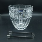 Waterford Marquis Quadrata Crystal Ice Bucket & Tongs Poland Frosted Squares