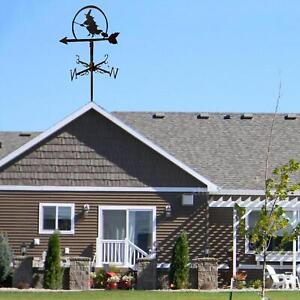 Iron Witch Wind Vane Direction Weathervane for Roofs, Yard, Cupola, Post