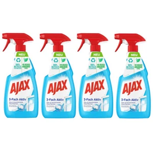 Ajax Glasreiniger 3 Fach Aktiv Antistreifen Antischmutz 500ml 4er Pack - Bild 1 von 1