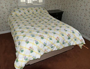 Martha Stewart Full Size Comforter Primula Primrose Floral Yellow Stripes USA - Picture 1 of 10