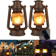 2 Pack Vintage Solar Flickering Flame Lantern Remote Control for Yard Patio