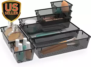 7 PCS Clear Plastic Drawer Organizers Set, 4 Size Desk Drawer Organizer Trays fo - Picture 1 of 6