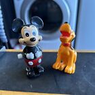 Vintage Mickey Mouse And Pluto Tomy Wind-Up Toy Working Walt Disney Read