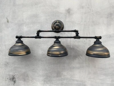 Black, copper wall light with an industrial style.Rustic wall sconce. - Image 1 of 4