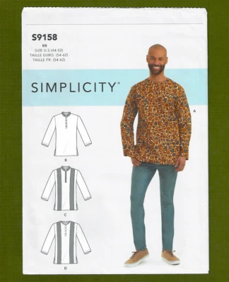 Men's Henley Shirts Sewing Pattern, Long Sleeves (Sizes 44-52) Simplicity 9158 - Image 1 of 4