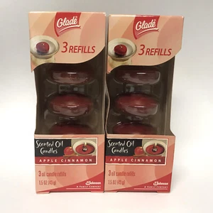 6X Glade APPLE CINNAMON Scented Oil Candles Refills (2 packs of 3) | NOS Sealed - Picture 1 of 6