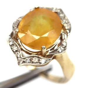 Heizbar Edelstein Gelbe Saphir & Weiß Zirkonia Ring 925 Silber Größe 8.5 - Bild 1 von 4