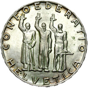 Schweiz - 5 Franken 1941 B 650 Jahre Eidgenossenschaft - Silber Stempelglanz UNC