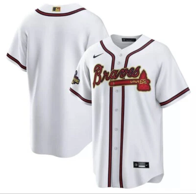 Nike 2021 World Series MLB Atlanta Braves White Gold Program  Jersey 60 4XL - Image 1 of 4