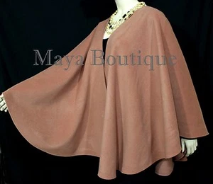 Salmon Cape Ruana Wrap Coat Cashmere Wool Blend by Maya Matazaro USA Made - Picture 1 of 12