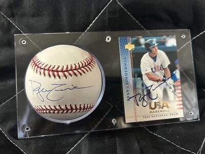 Ryan Zimmerman Autographed MLB Rawlings Baseball and Baseball Card Nationals  - Image 1 of 3