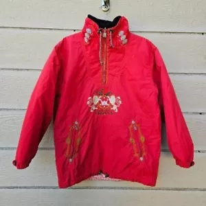 Vintage Bogner roter Pullover bestickt Ski Parka mit Fiberfill Futter Gr. 8 - Bild 1 von 16