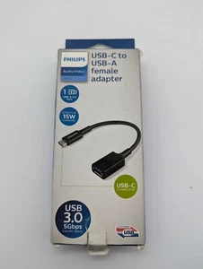 Philips USB-C to Female USB-A Adapter Audio Video USB 3.1 5Gbps Black SWU7113A - Photo 1 sur 3