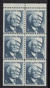 Scott 1280c, Dull Gum- MNH- 2c Frank Lloyd Wright, Booklet Pane of 6- 1971 mint - Picture 1 of 1