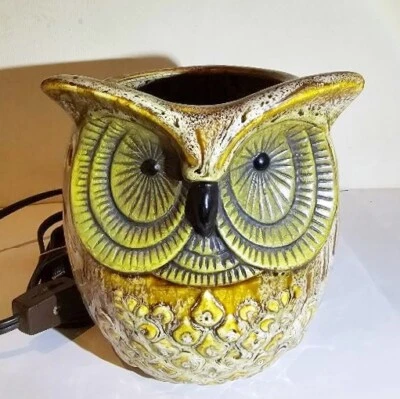 Ceramic OWL Drip Glaze Scentsy Wax Warmer Night Light Small Lamp EUC No Dish - Image 1 of 4