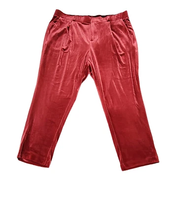 Torrid Womens Red Relaxed Taper Velvet High Rise Pants Flat Front Size 18 NWT - Image 1 of 4