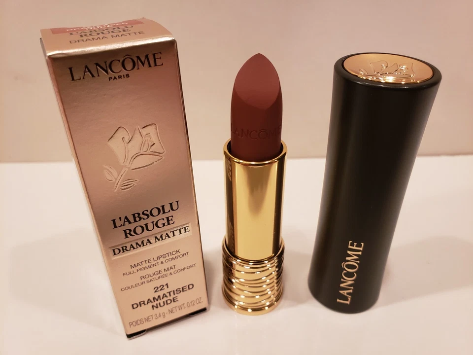 Lápiz labial mate Lancome L'Absolu Rouge drama #221 dramatizado desnudo 0,12 OZ Foto 1 de 1