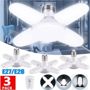 3PCS E27 LED Garage Light Bulb Deformable Ceiling Fixture Lights Workshop Lamp - Picture 1 of 18