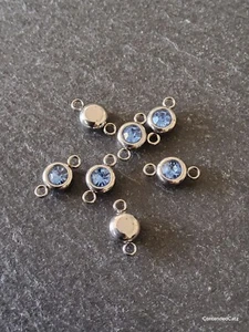 Stainless Steel Connector Charms with Cornflower Blue Rhinestone 12x6.5x4mm UK - Picture 1 of 7