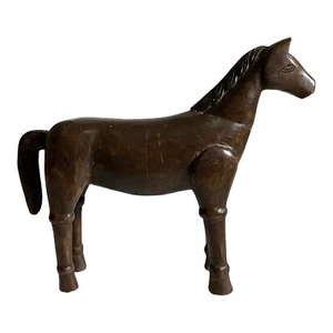 Vintage / Antique Old Hand Crafted Standing Wooden Horse Statue - Picture 1 of 17