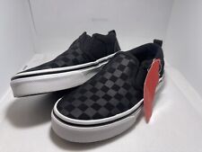 Vans Asher Checker Black/Black Boys Slip On Shoes * Size: Youth 1 NEW in BOX*