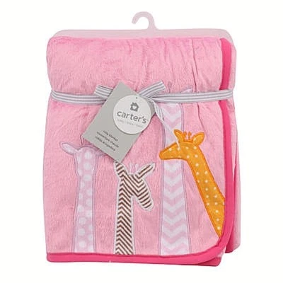 Carter's Baby Cozy Soft Giraffes Plush Valboa Throw Blanket 40" x 30" Girls Pink Foto 1 de 2