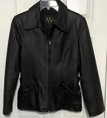W New York by Winlit Women's M Genuine Leather Jacket Two Pockets Front Zip - EC - Image 1 of 4