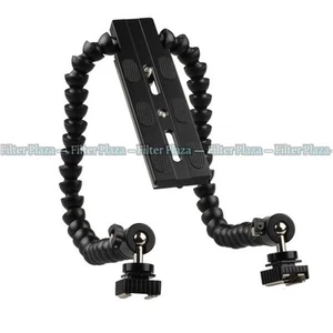 Flexible Dual/ Twin-Arm/Hot shoe Flash Bracket for CANON NIKON PENTAX MACRO SHOT - Picture 1 of 9