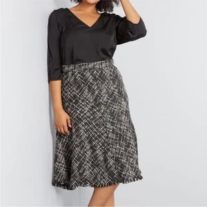 Gonna midi modcloth Gal About Town con frange in tweed taglia L - Foto 1 di 11