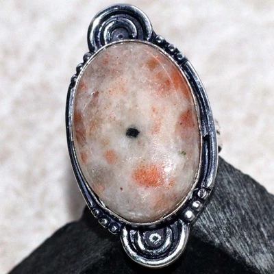 Sunstone 925 Silver Plated Gemstone Handmade Ring Us 8 Aesthetic Jewellery GW - Image 1 of 3