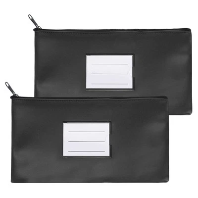 11x6" Money Bank Deposit Bag with Zipper, 2 Pcs Coin Check Wallet, Black - image 1 of 4